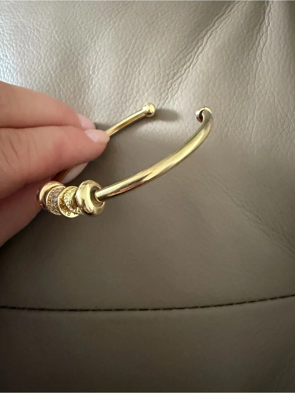 Gold Plated Adjustable Charm Cuff Bracelet Minimalist Rhinestone Bangle